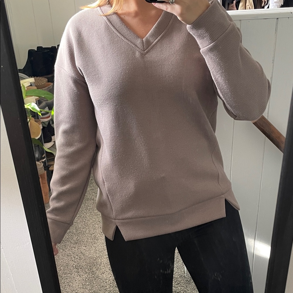 Marc New York V-Neck Sweater in Taupe